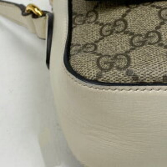 Gucci GG Horsebit Shoulder Bag Canvas Beige White - Picture 3 of 9